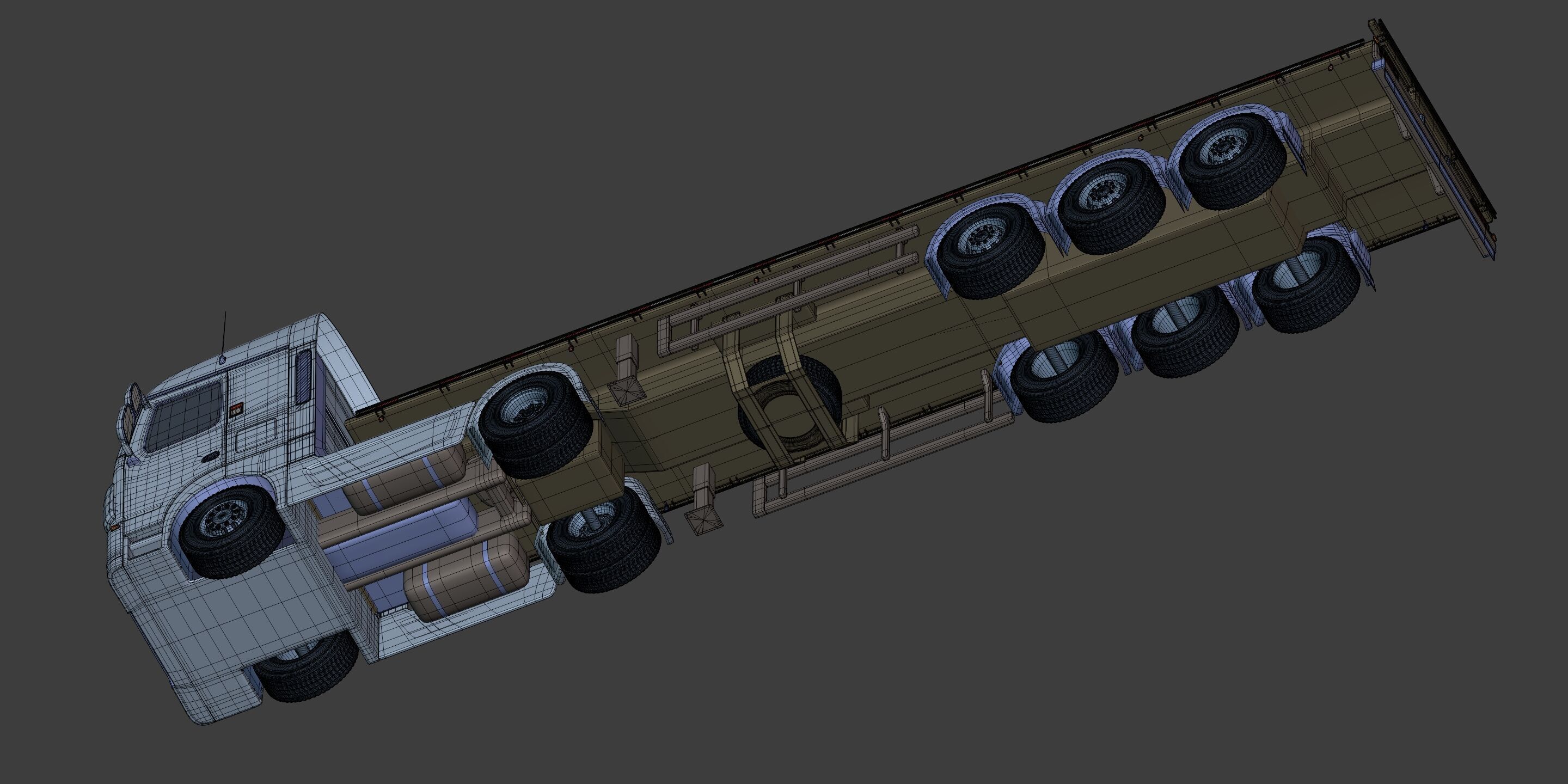Flatbed Tailer Truck -- Generic Design 3D model_14