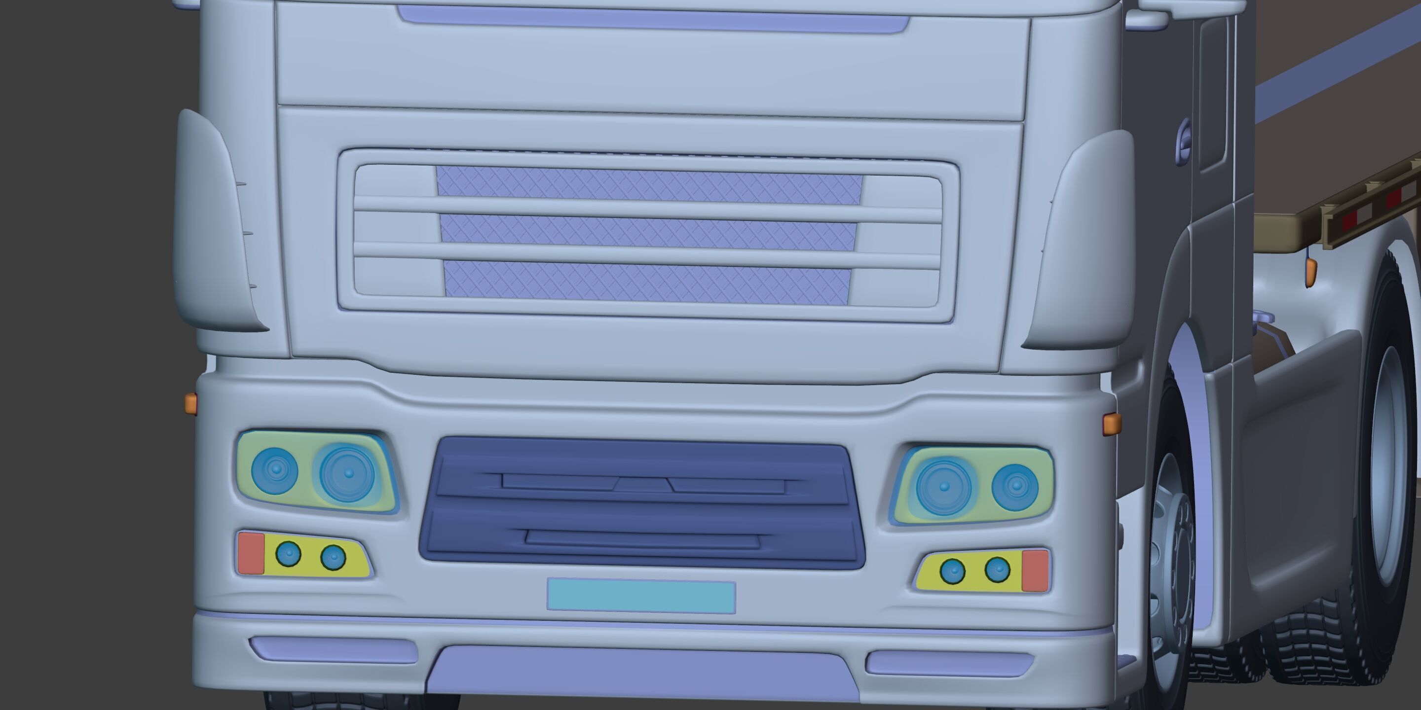 Flatbed Tailer Truck -- Generic Design 3D model_15