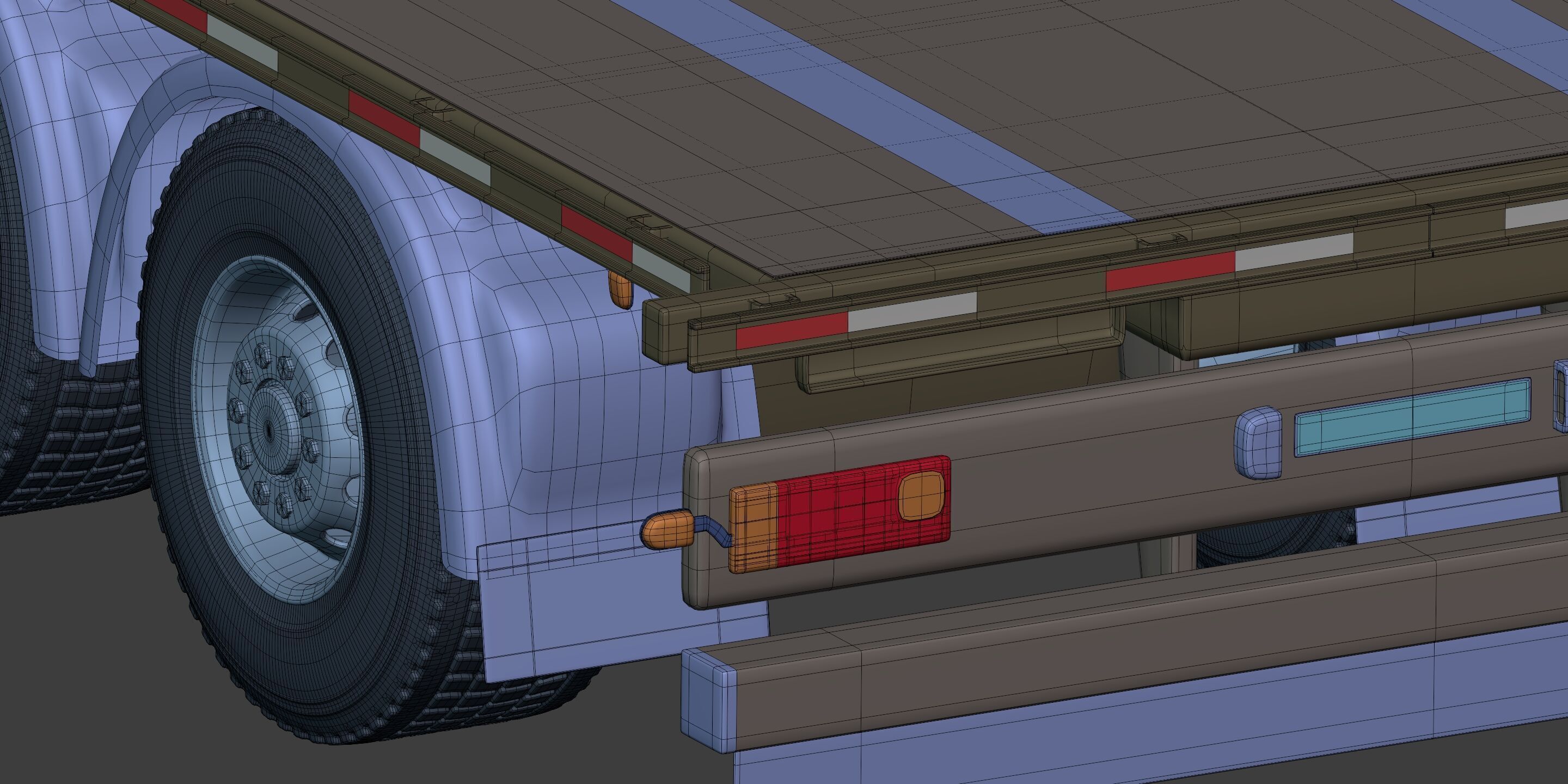 Flatbed Tailer Truck -- Generic Design 3D model_24