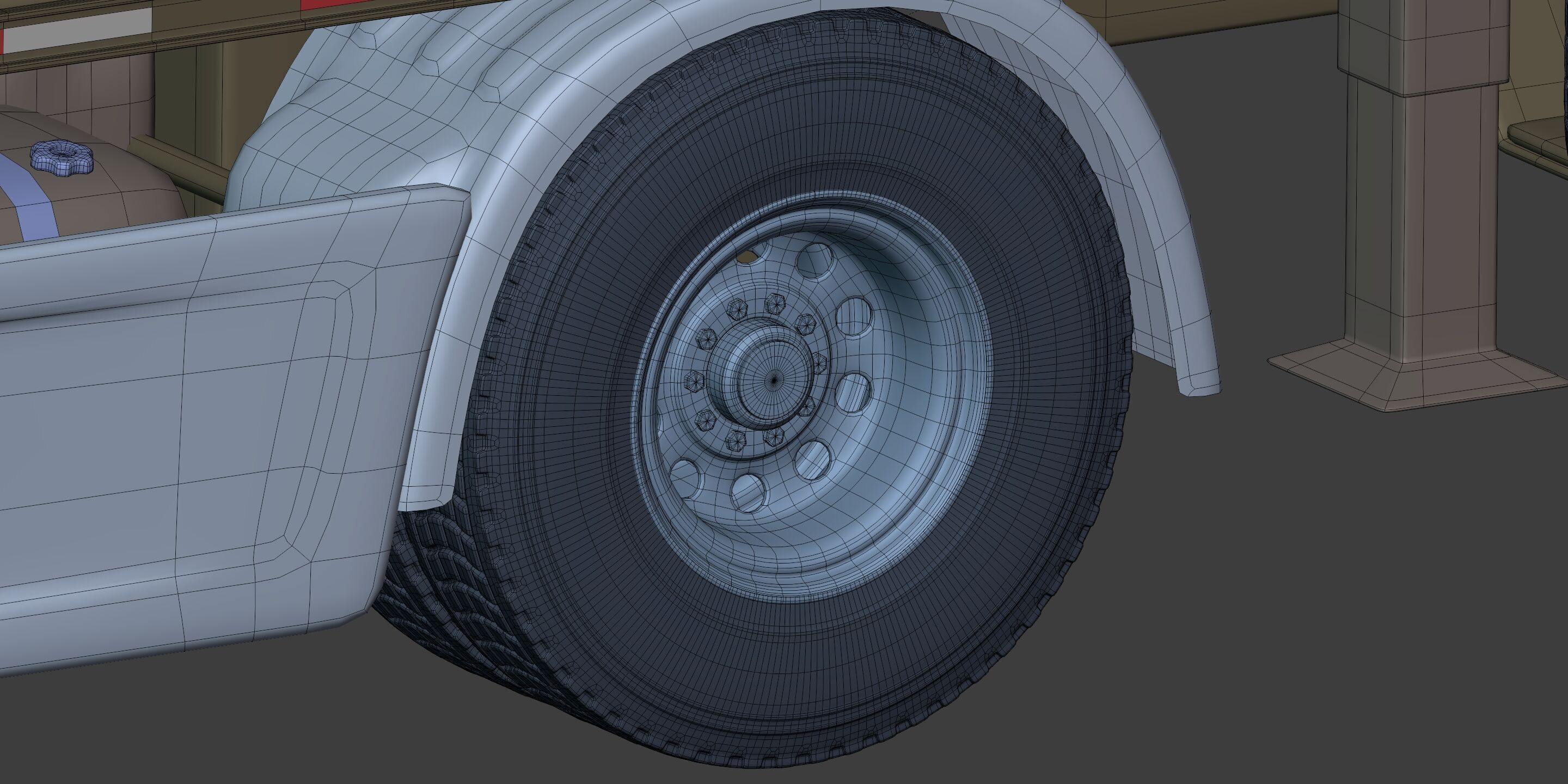 Flatbed Tailer Truck -- Generic Design 3D model_20