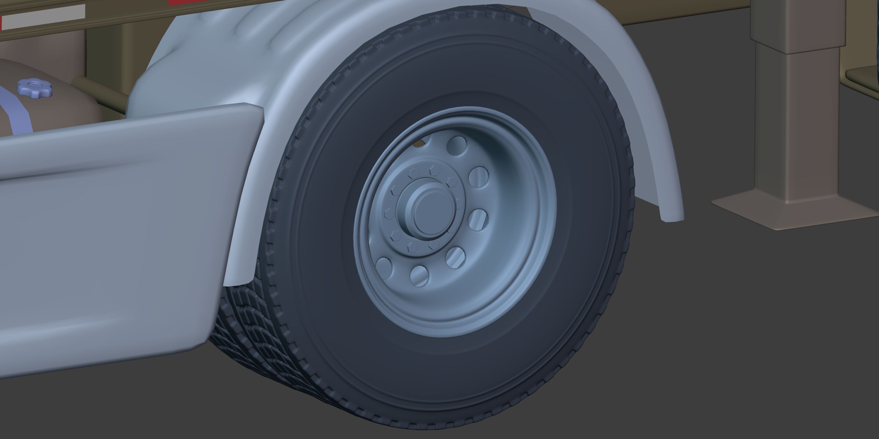 Flatbed Tailer Truck -- Generic Design 3D model_19