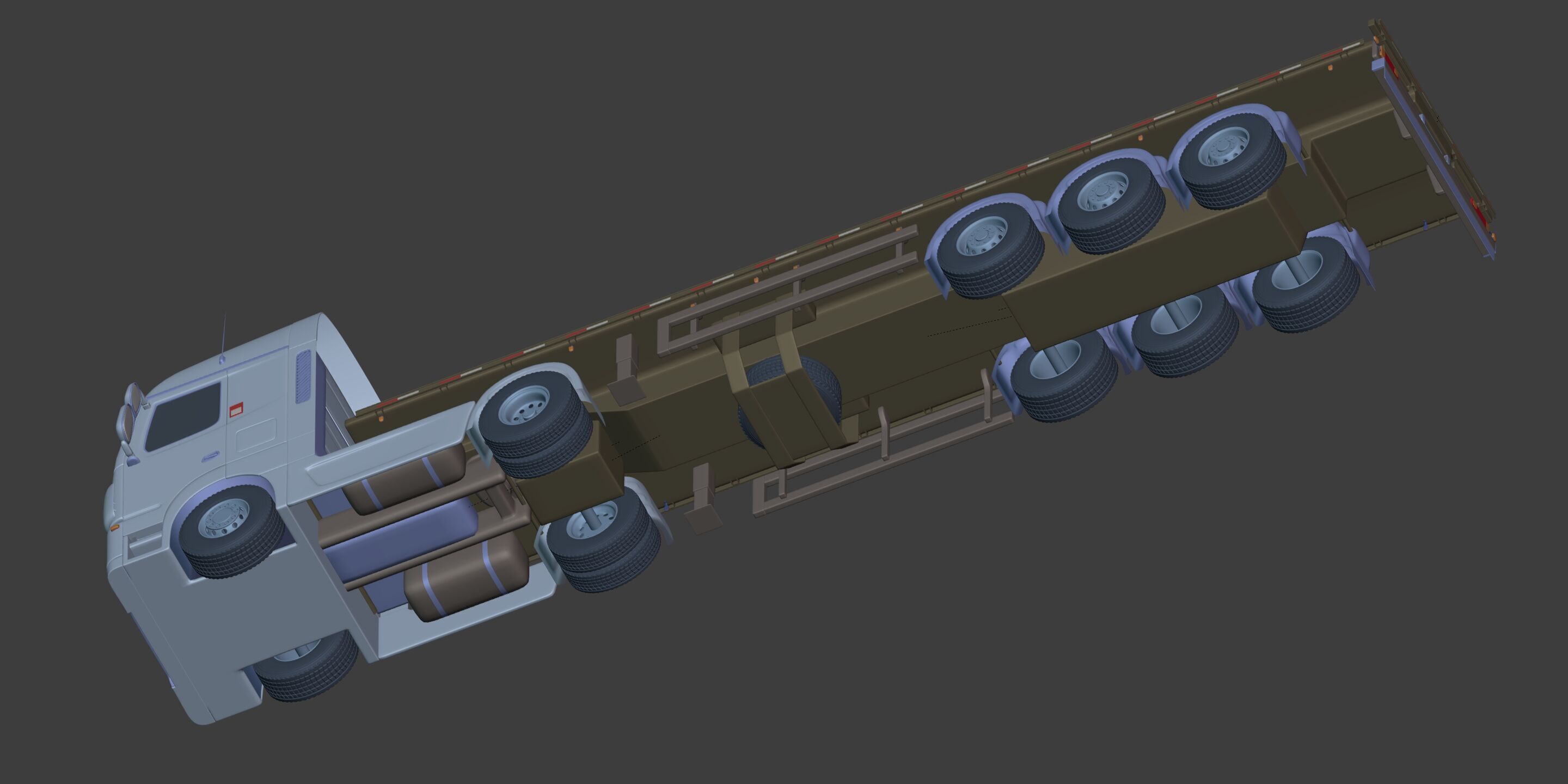 Flatbed Tailer Truck -- Generic Design 3D model_13