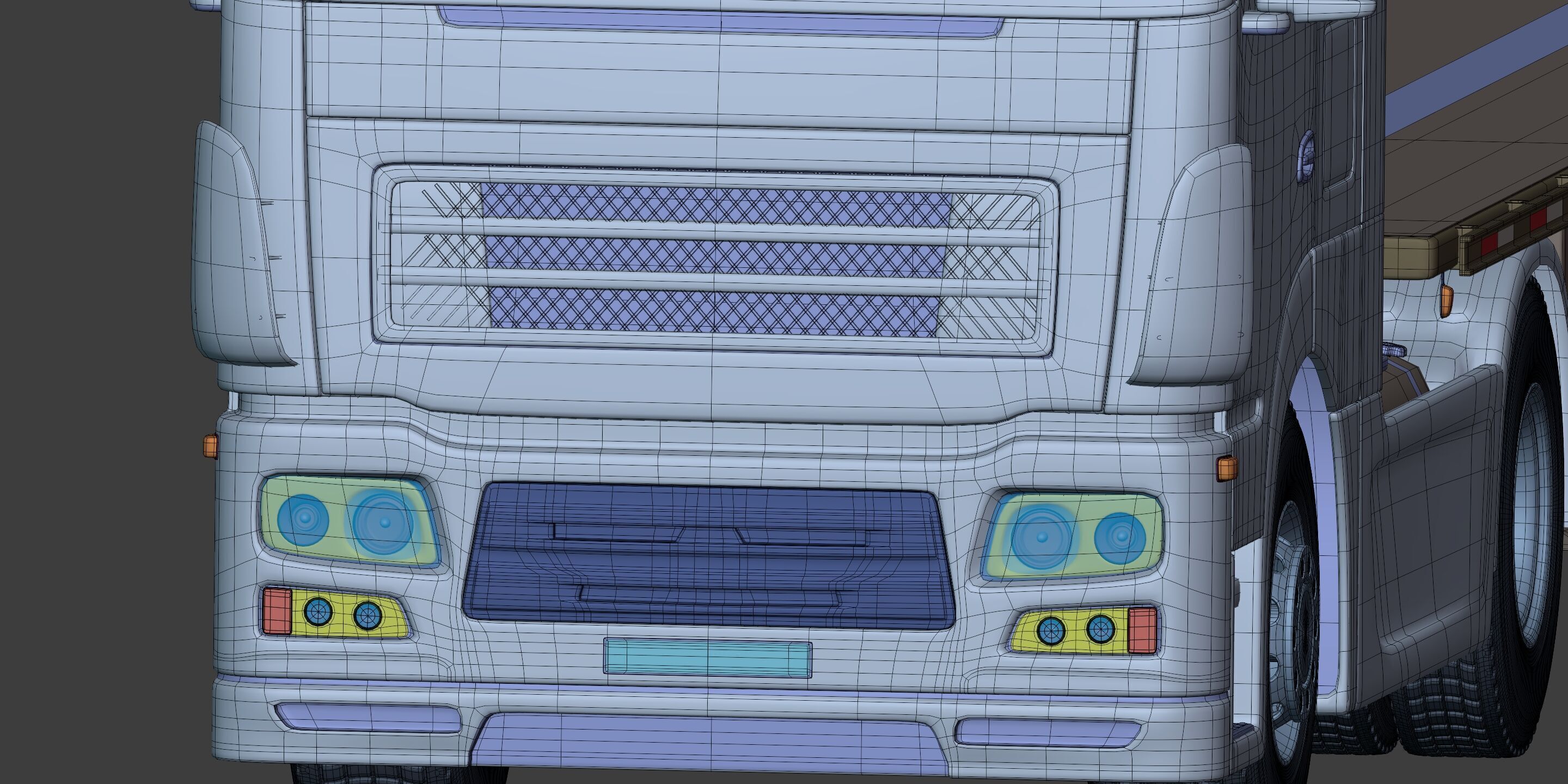 Flatbed Tailer Truck -- Generic Design 3D model_16