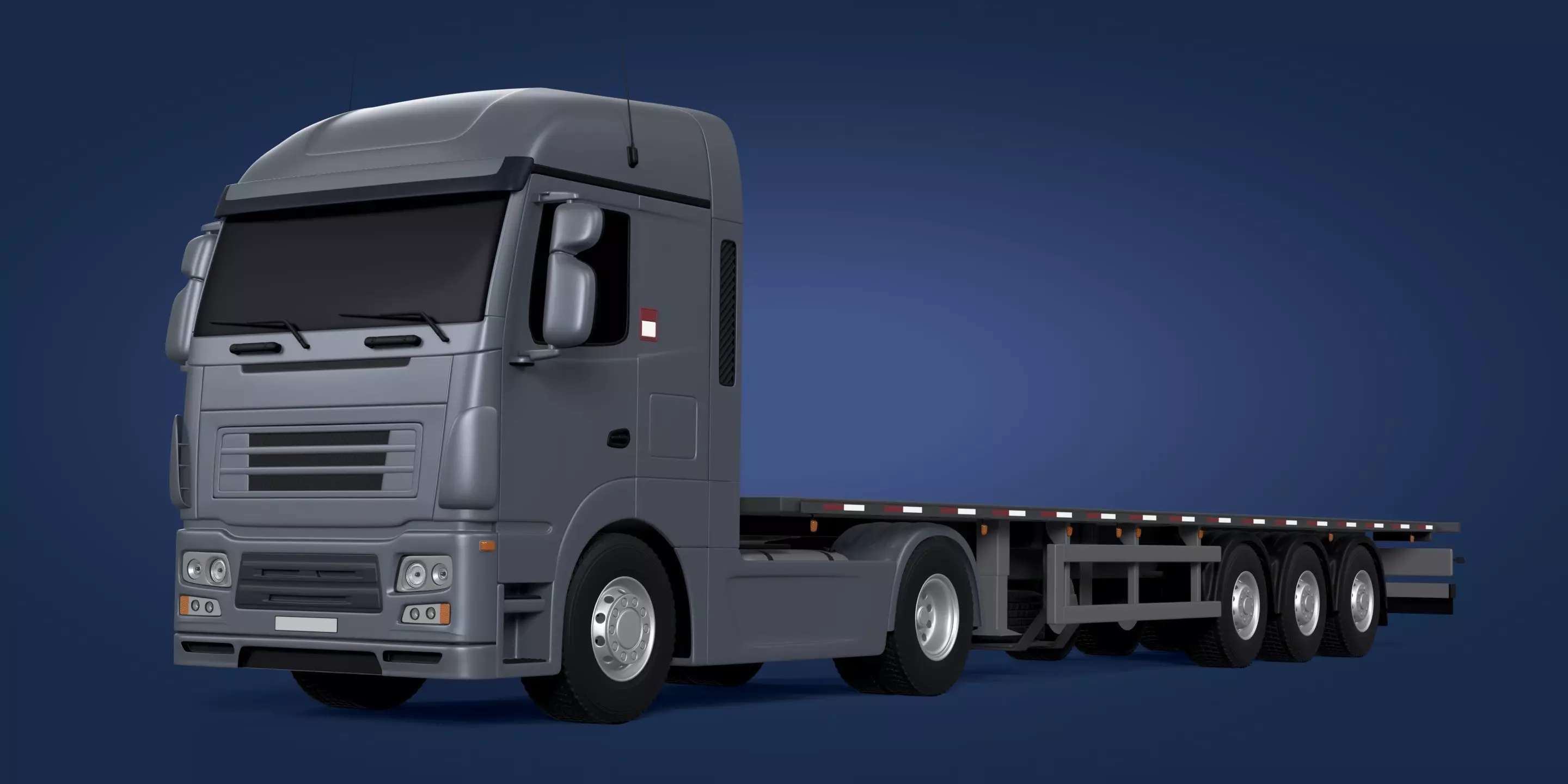 Flatbed Tailer Truck -- Generic Design 3D model_0