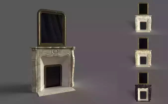 Chimney and Mirror Classic 18th Low-poly 3D model
