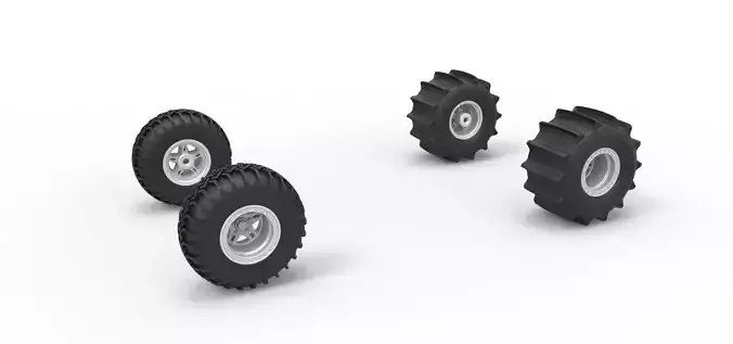 Wheel Set of Uphill Sand Racing Dragster Scale 1 to 25