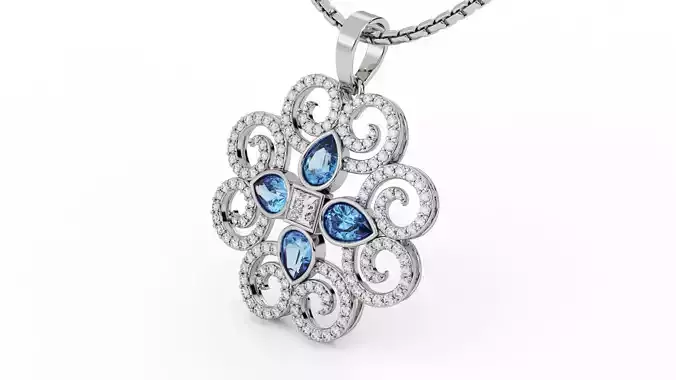 Diamond Floral Swirl Pendant
