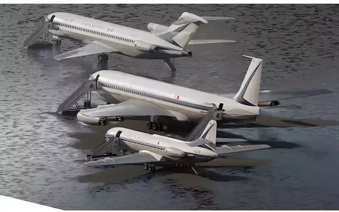AIR FRANCE 1960s Boeing 707-300 Boeing 727-200 and Caravelle