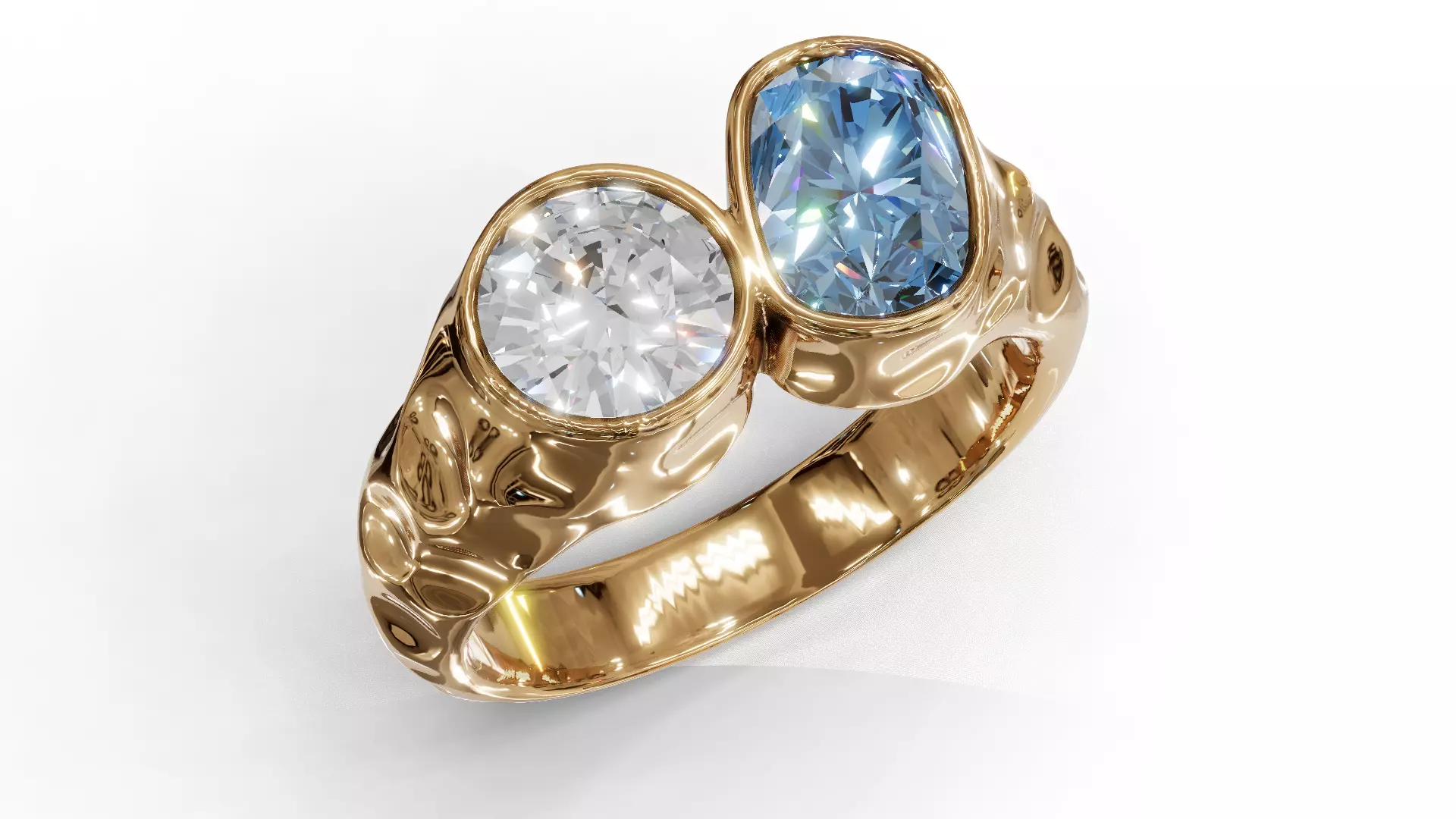 Hammer Textured Shank Diamond Ring 3D print model_0