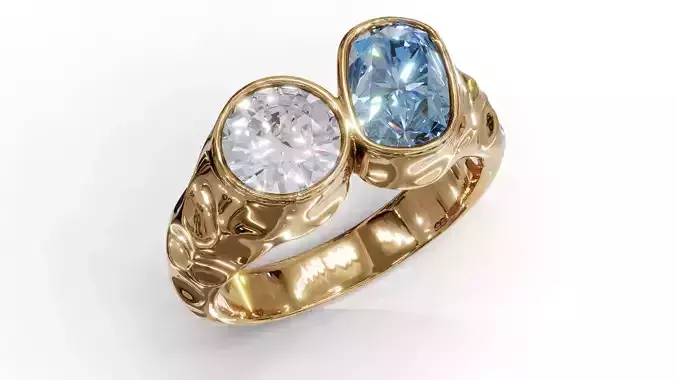 Hammer Textured Shank Diamond Ring