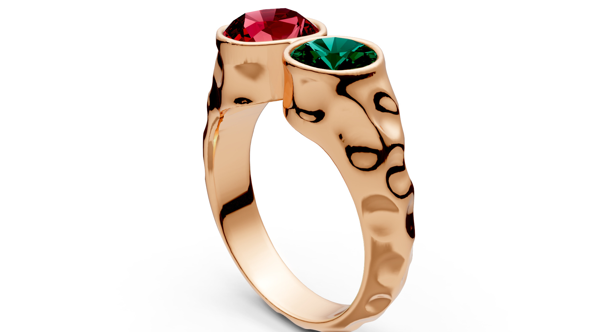 Hammer Textured Shank Diamond Ring 3D print model_8