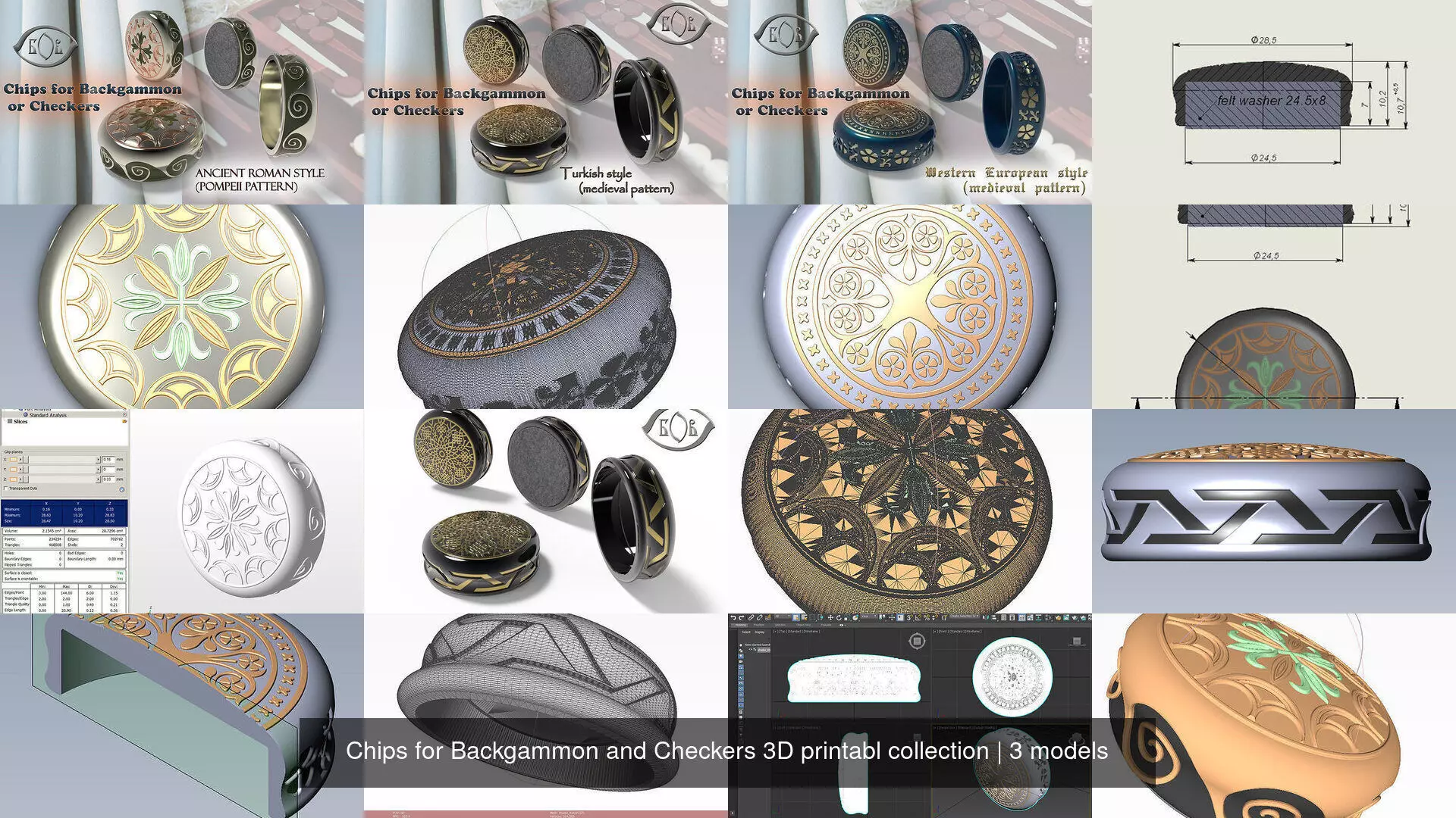 Chips for Backgammon and Checkers 3D printabl collection _1