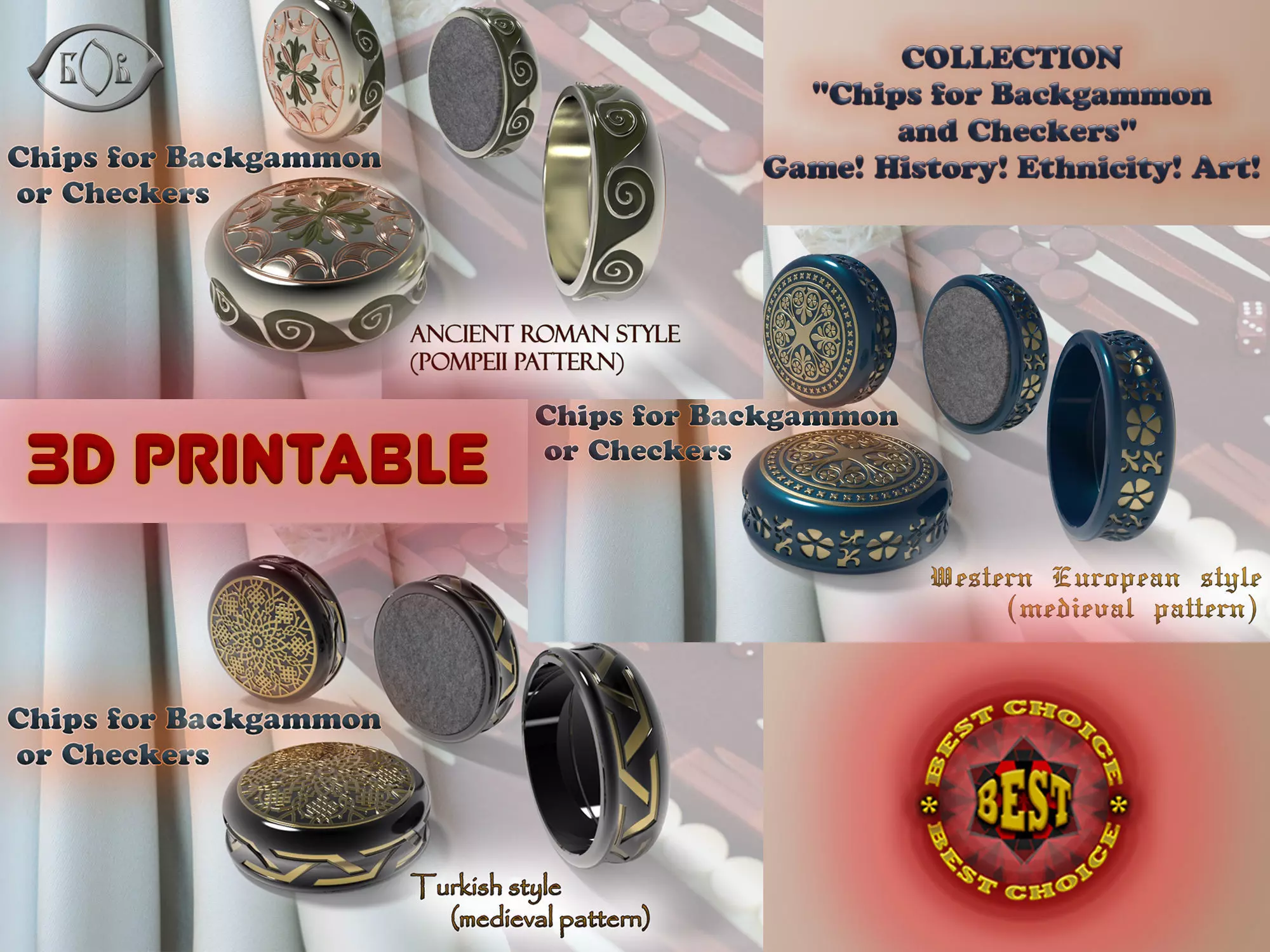 Chips for Backgammon and Checkers 3D printabl collection _0