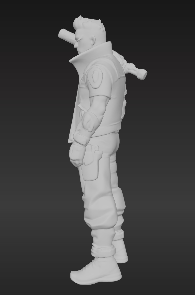 Cyberpunk Street Mercenary 3D Animated and Printable Character  Low-poly 3D model_10