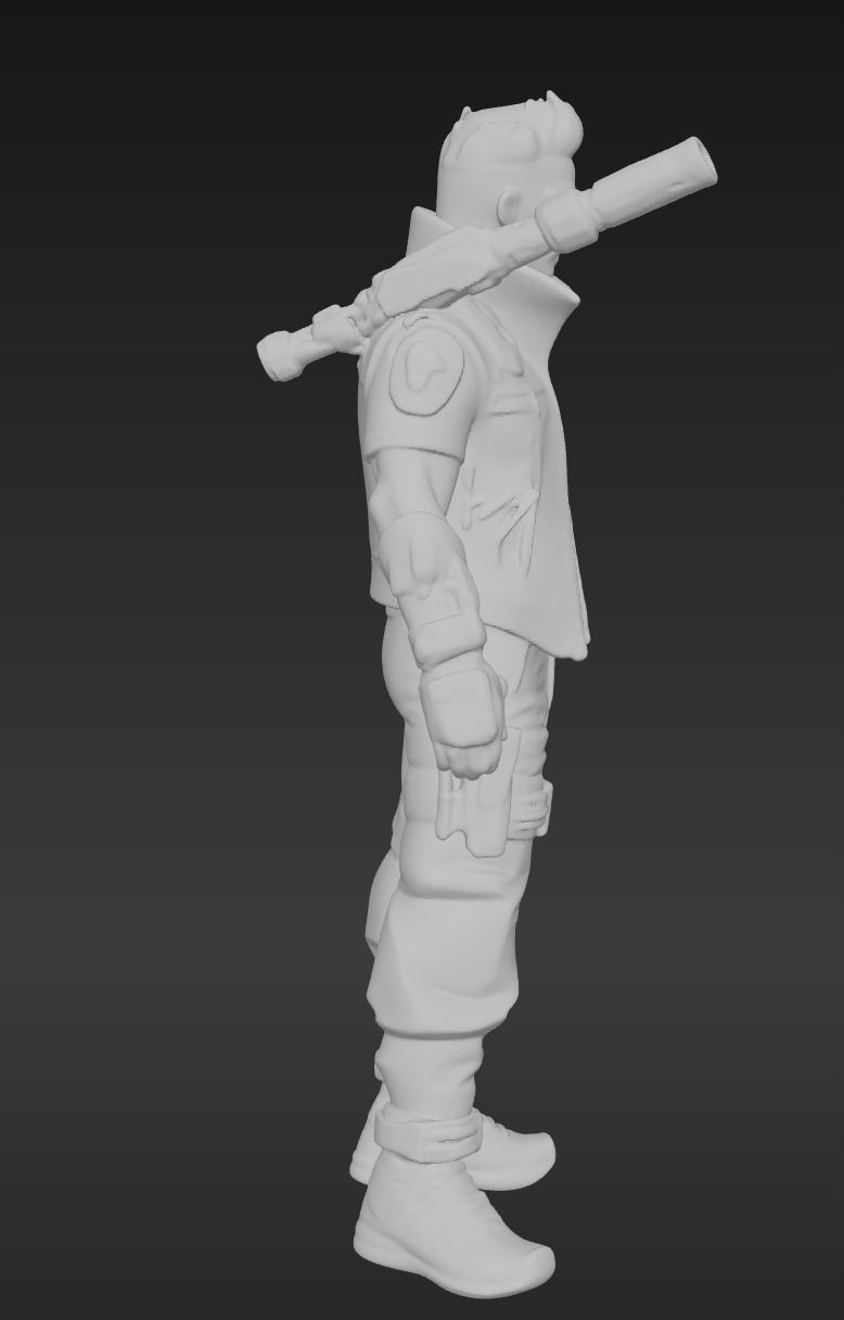 Cyberpunk Street Mercenary 3D Animated and Printable Character  Low-poly 3D model_7
