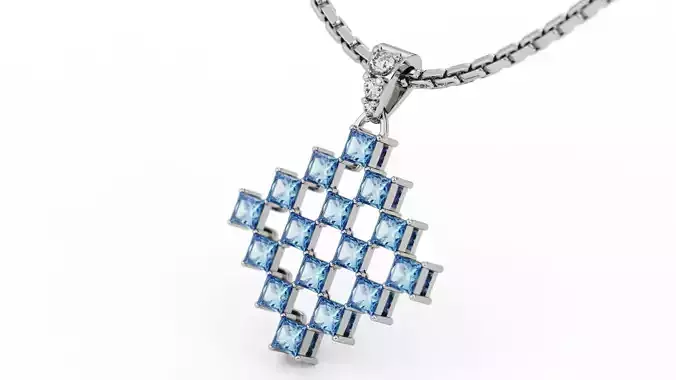 Diamond Matrix Princess Cut Pendant