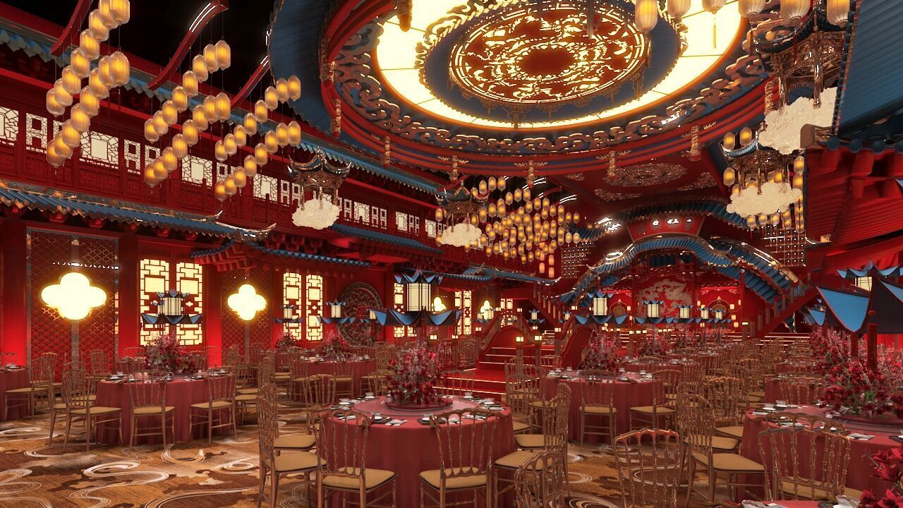 Chinese restaurant 3D model_1