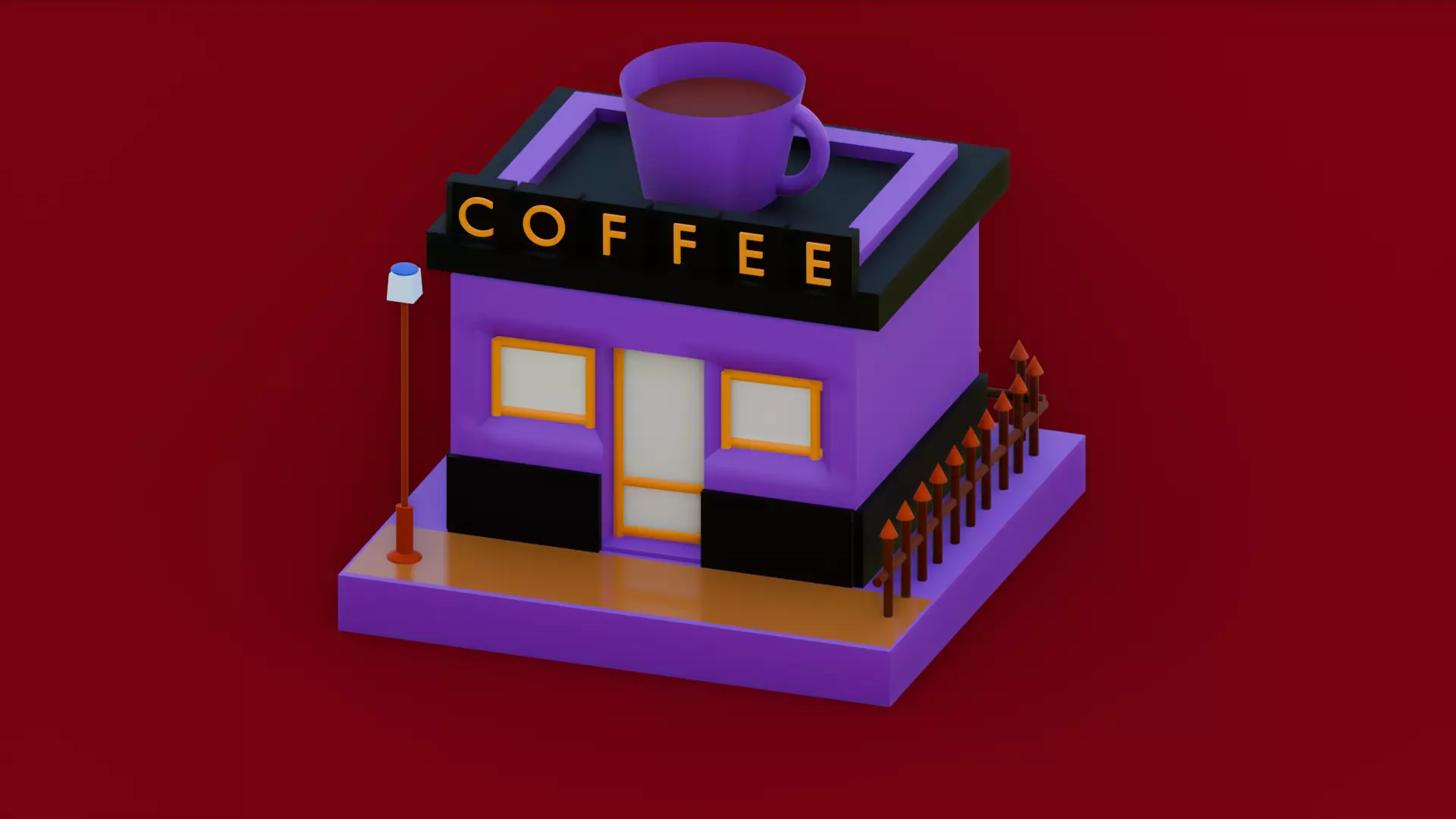 Coffee Shop Low-poly 3D model_0