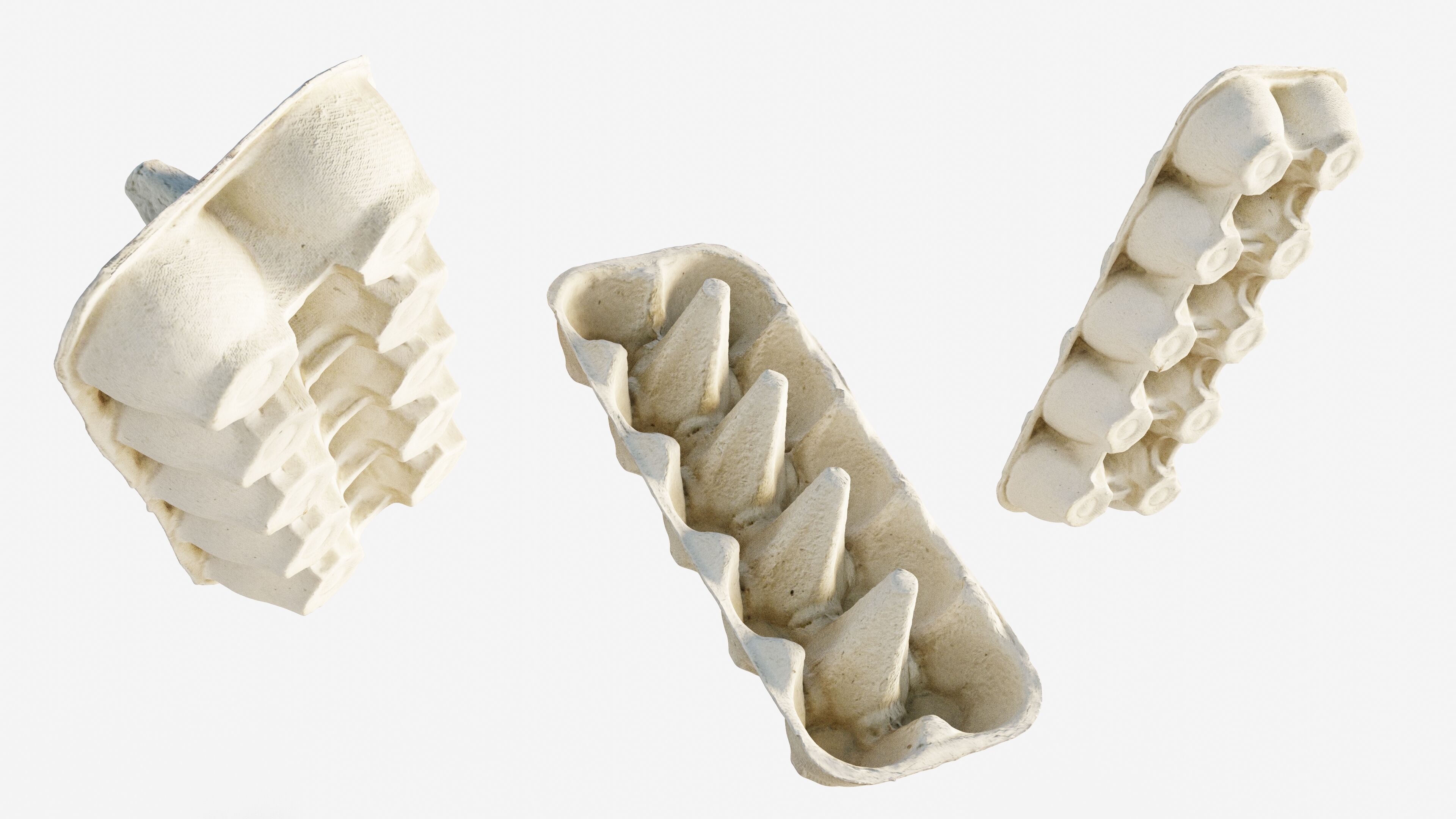 Scanned paper egg tray Low-poly 3D model_3