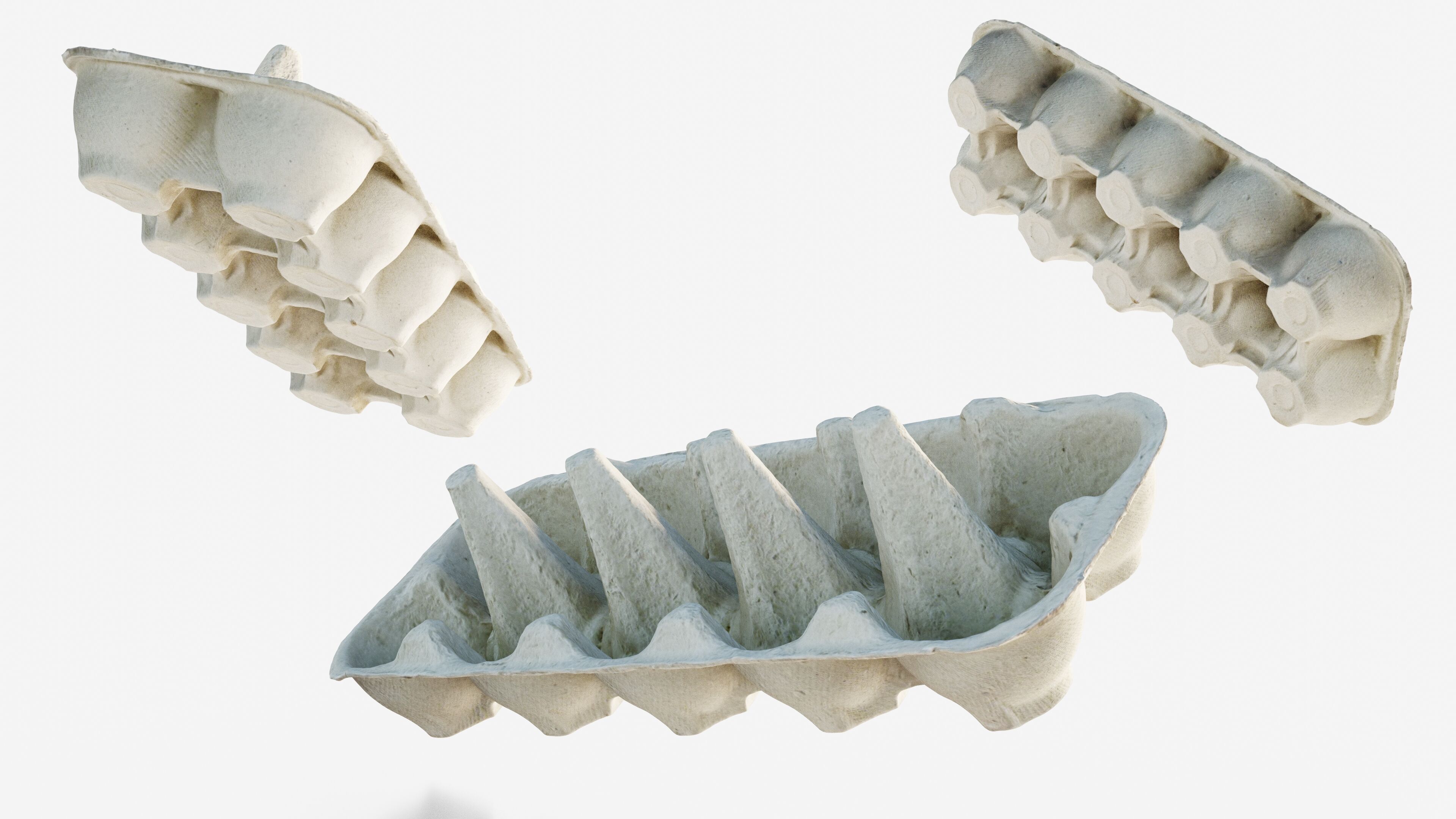 Scanned paper egg tray Low-poly 3D model_15