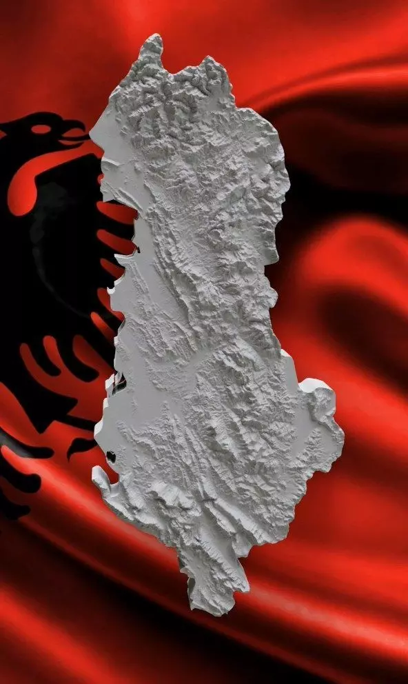 Albania Height Map Scale 1x400000 3D print model