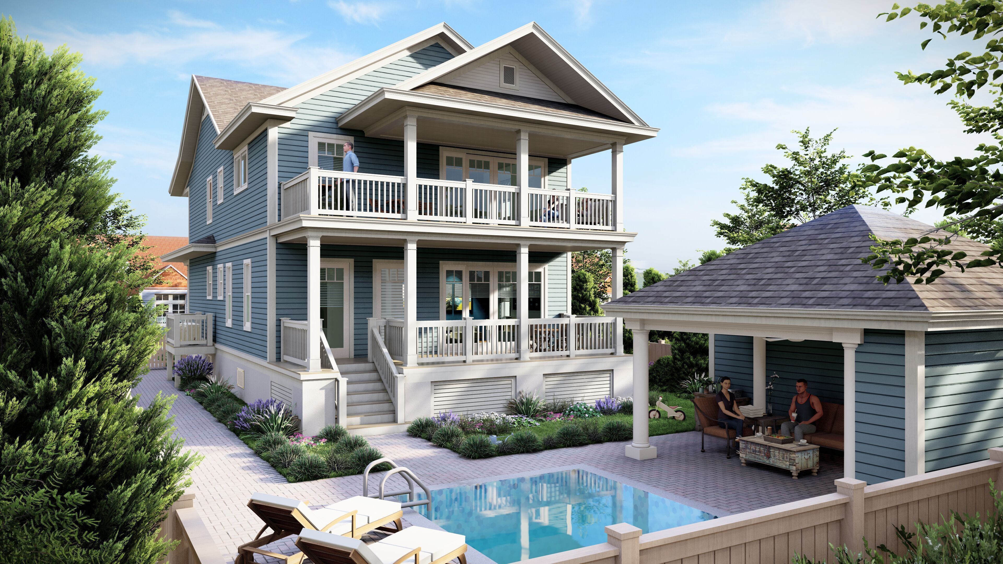 Classic American 2-Storey House 3D model_5