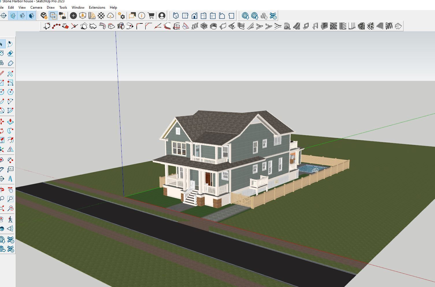 Classic American 2-Storey House 3D model_8