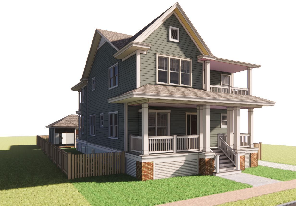 Classic American 2-Storey House 3D model_11