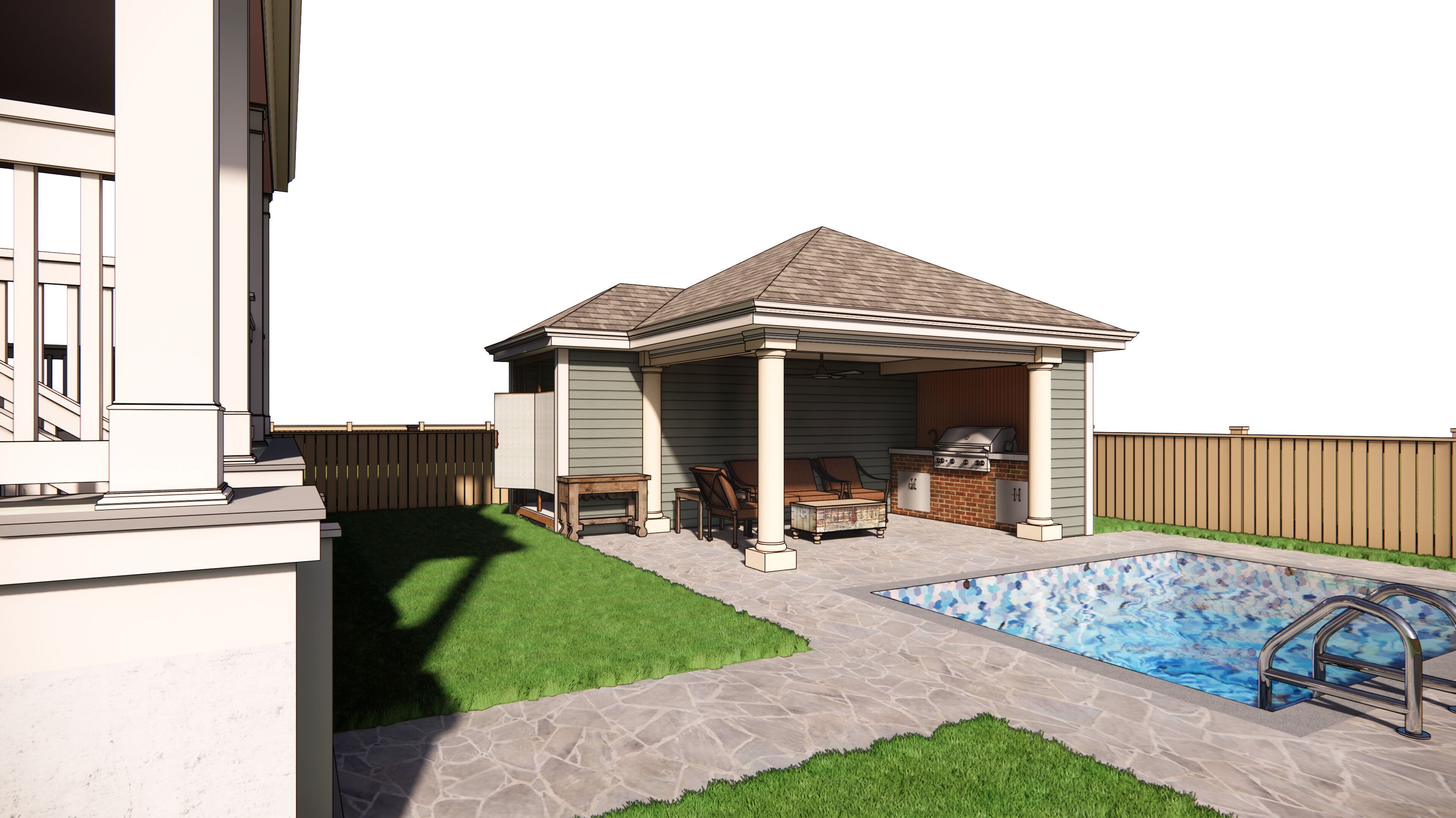 Classic American 2-Storey House 3D model_12