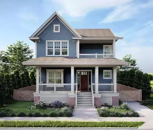 Classic American 2-Storey House 3D model