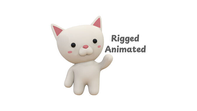 Chubby Cat Animated for Games Low-poly 3D model