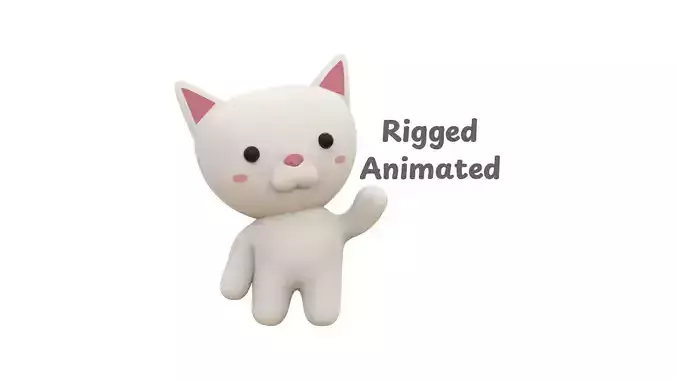 Chubby Cat Animated for Games Low-poly 3D model