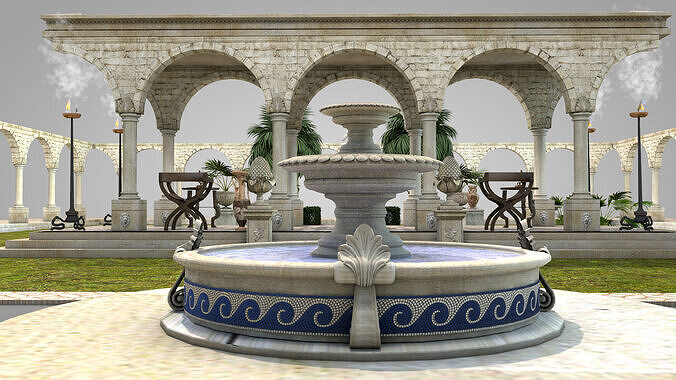 roman garden for houses 3D model 5