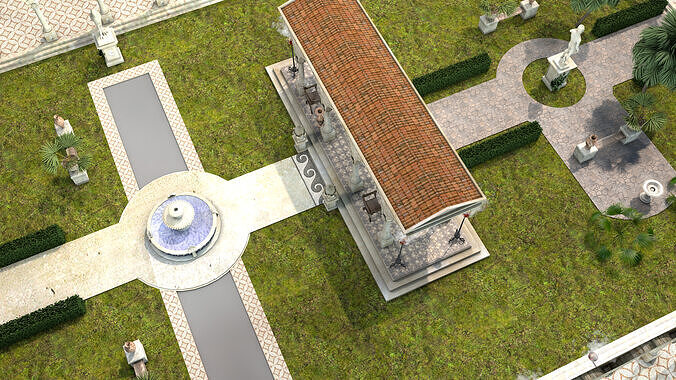 roman garden for houses 3D model 2