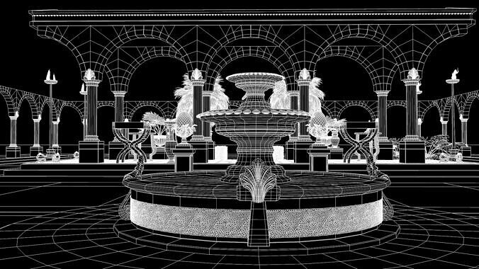 roman garden for houses 3D model 6