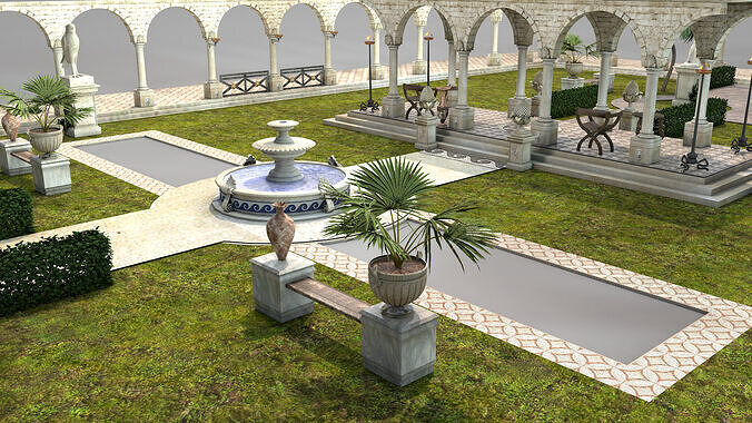 roman garden for houses 3D model 7