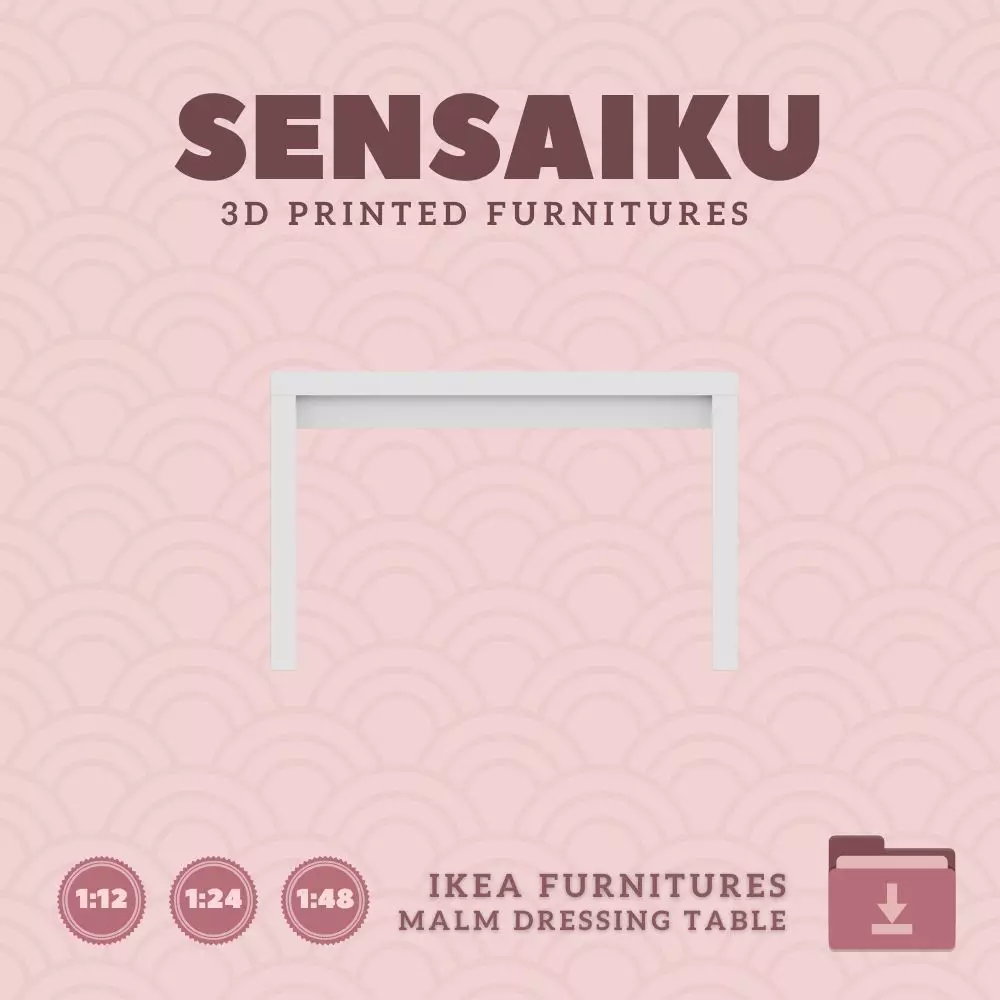 Miniature Malm Dressing Table IKEA 3D Print Instant Download 3D print model