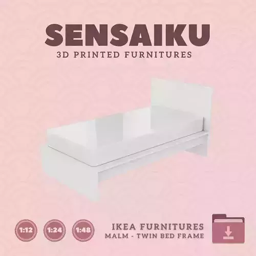 Miniature Malm Bed Frame Twin Bed IKEA 3D Print Instant Download