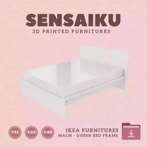 Miniature Malm Bed Frame Queen Bed IKEA  3D Print  3D print model