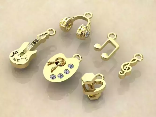 6 Bracelet or necklace pendants 3D print model