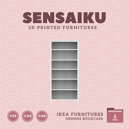 Miniature Replica HEMNES Bookcase IKEA 3D Print Instant Download 3D print model