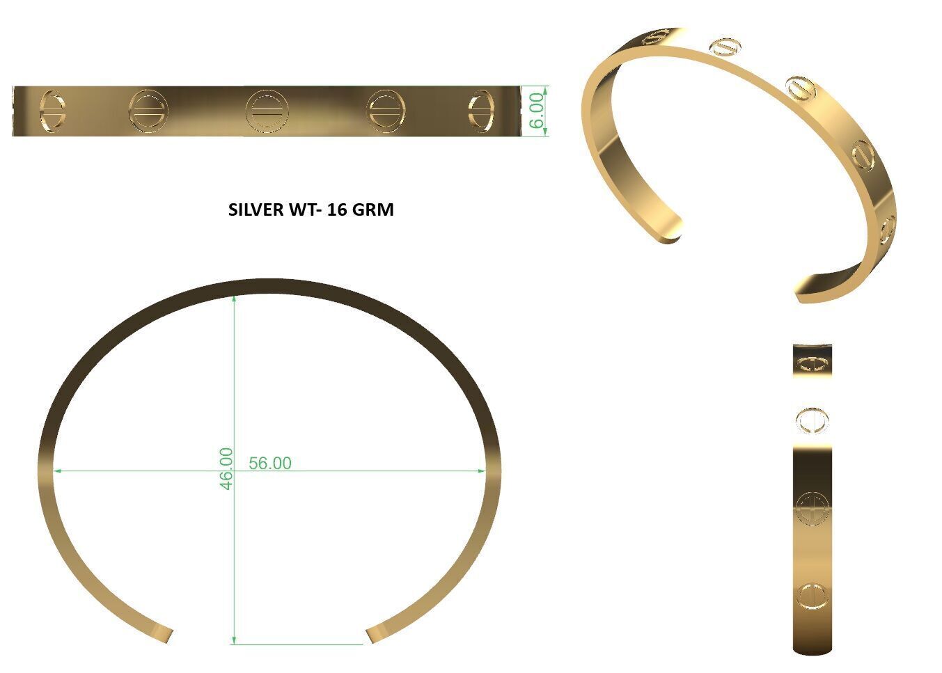 cartier love bracelet Free 3D print model_5