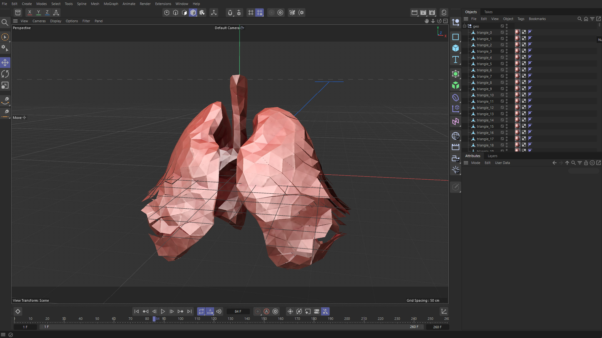 Origami human lungs unfolding growing animation Low-poly 3D model_13