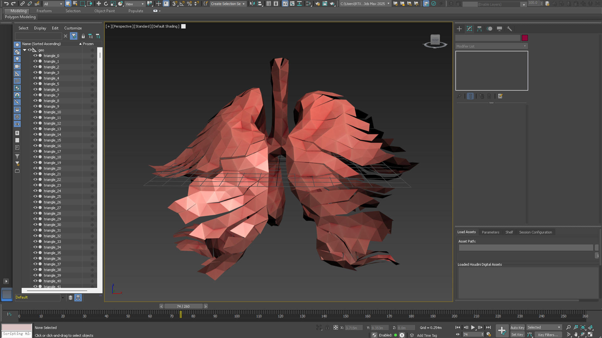 Origami human lungs unfolding growing animation Low-poly 3D model_12
