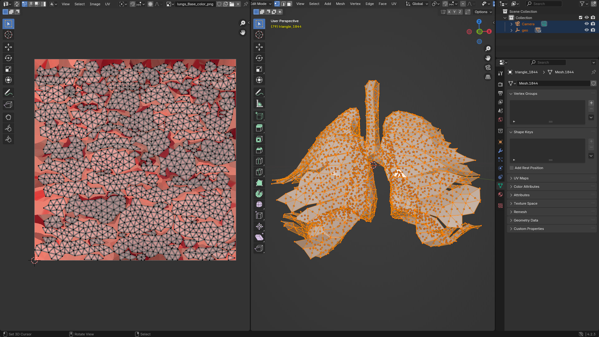 Origami human lungs unfolding growing animation Low-poly 3D model_9