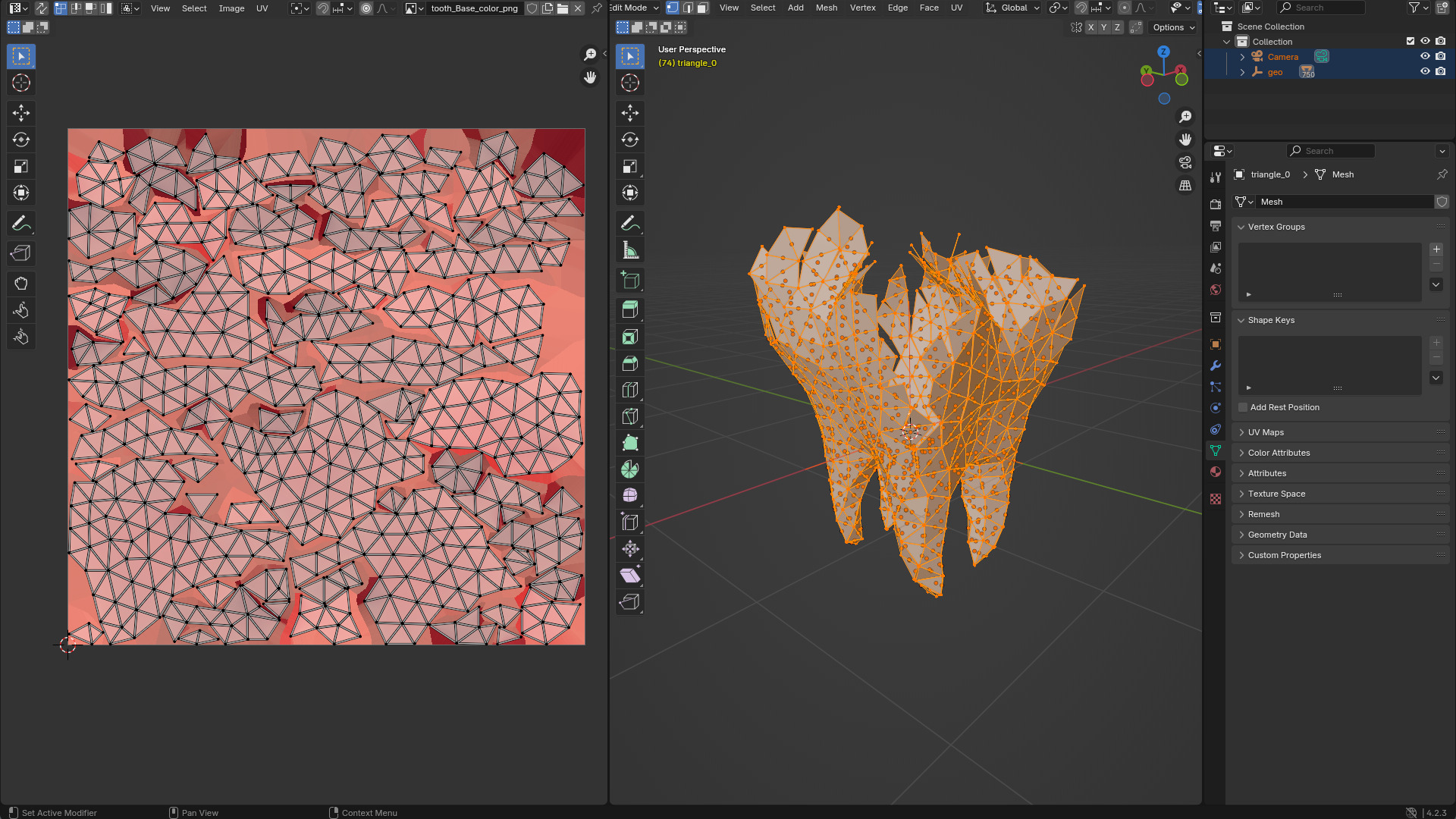 Origami human tooth unfolding growing animation Low-poly 3D model_9