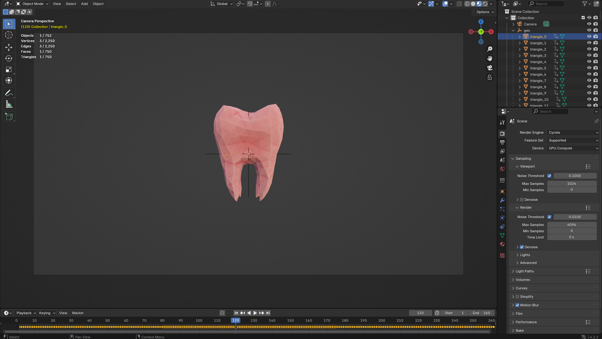 Origami human tooth unfolding growing animation Low-poly 3D model_8