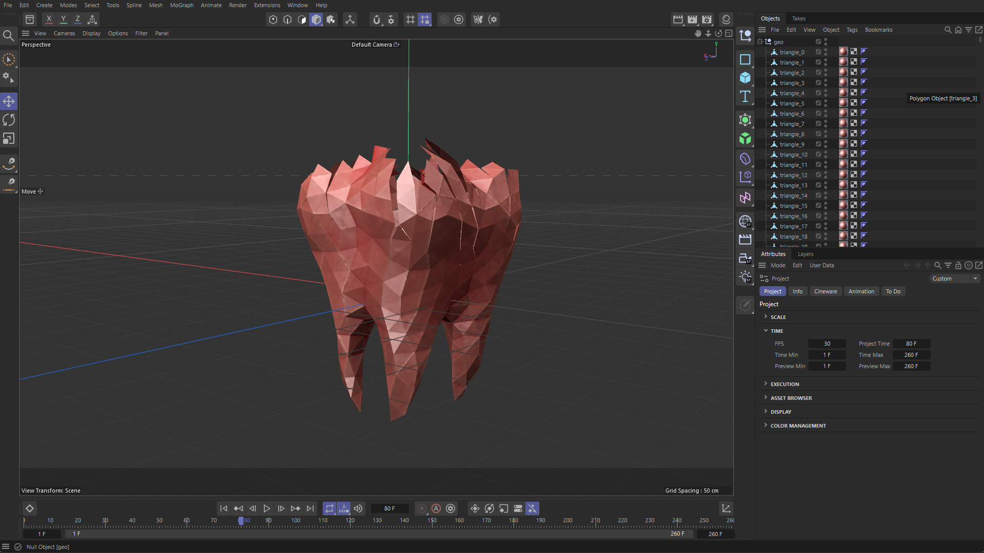 Origami human tooth unfolding growing animation Low-poly 3D model_13