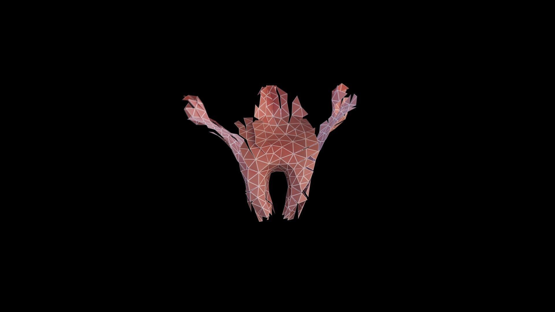 Origami human tooth unfolding growing animation Low-poly 3D model_6