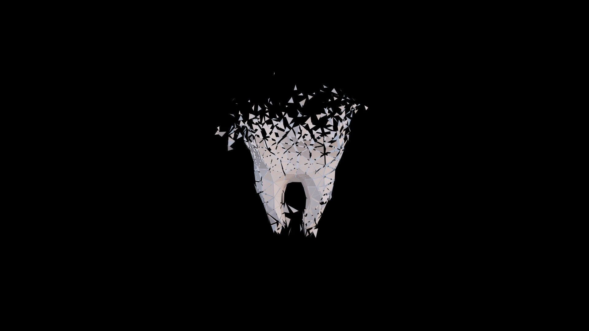 Origami human tooth unfolding growing animation Low-poly 3D model_4